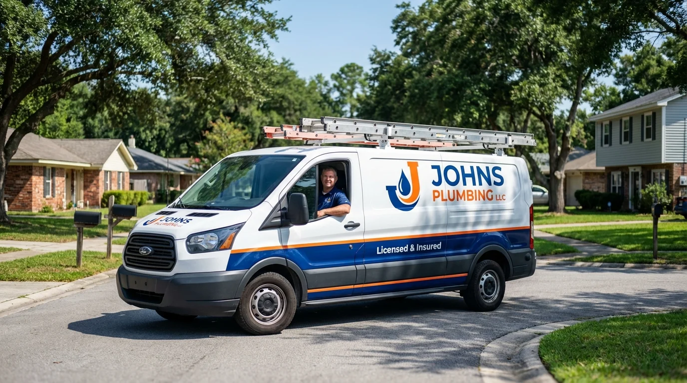 Johns Plumbing LLC service van in Atlanta, GA