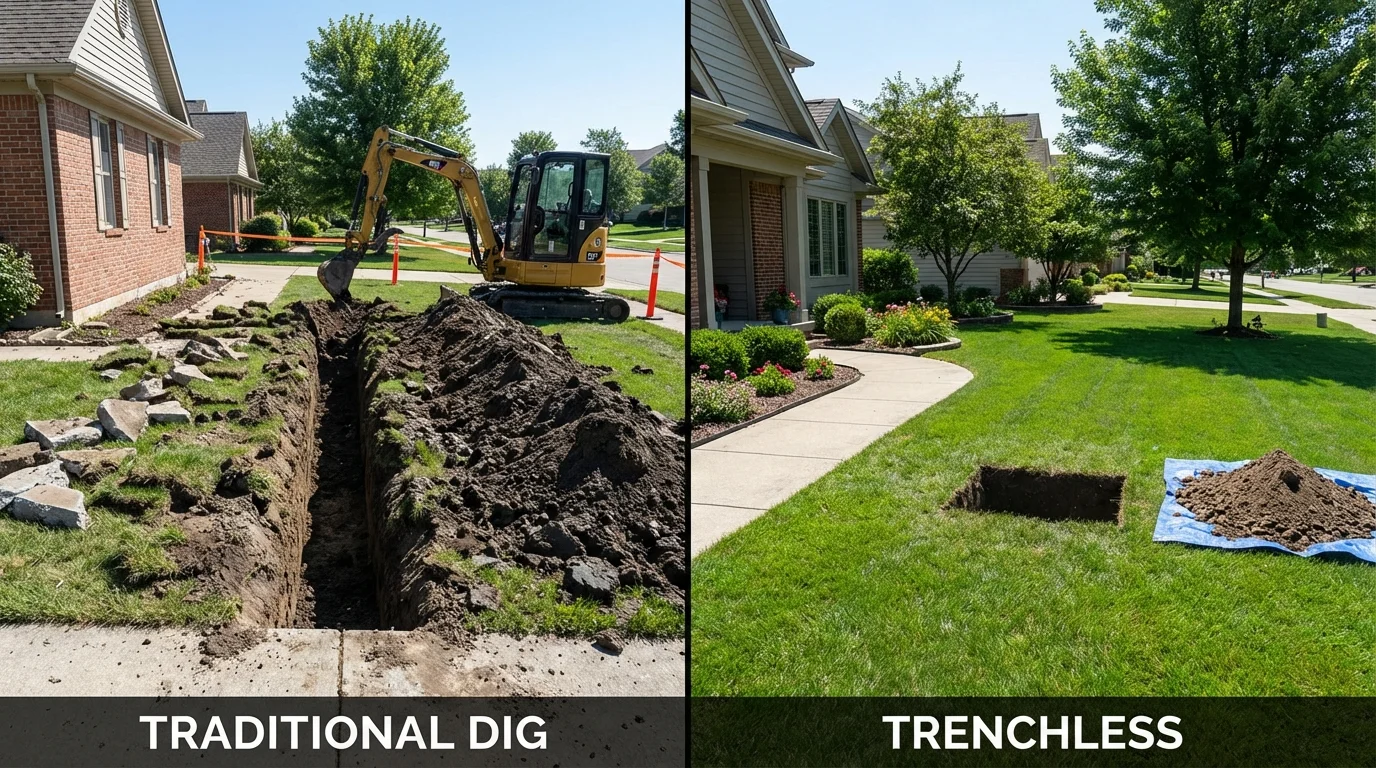 Trenchless sewer repair with minimal yard damage versus traditional excavation in Atlanta, GA